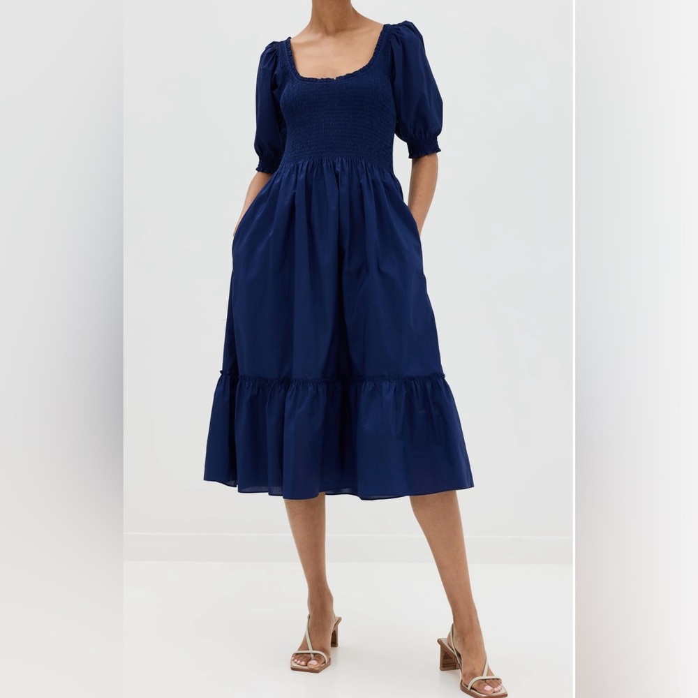 Hill House Louisa Nap Dress - Navy Cotton EUC